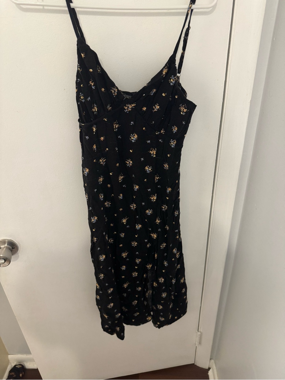 Forever 21 Black Floral Midi Slip Dress